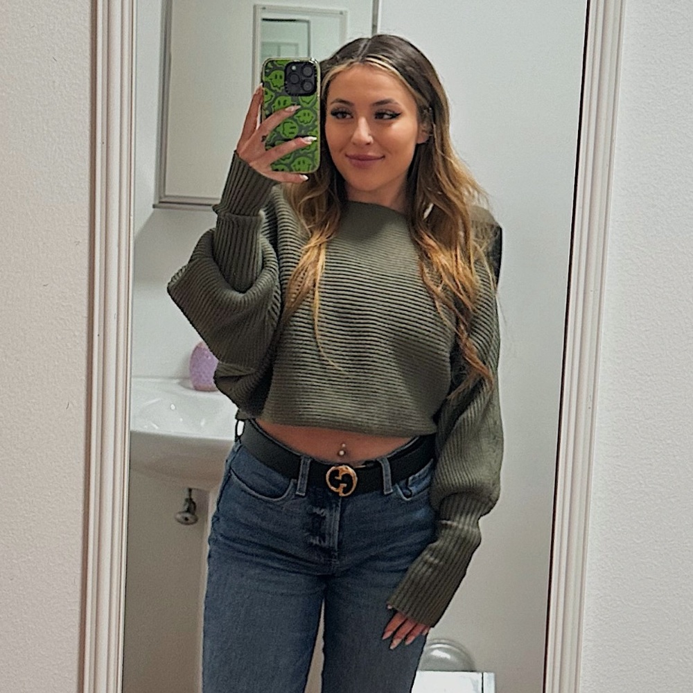 Cropped, Ribbed Sweater